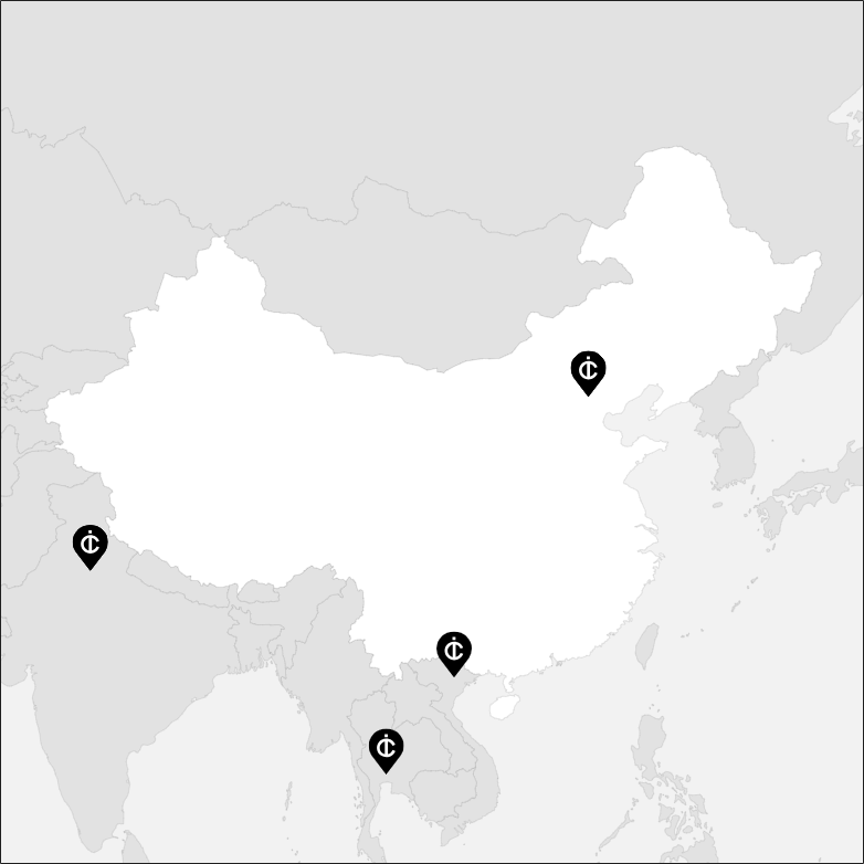 Vue sur la carte de la Chine